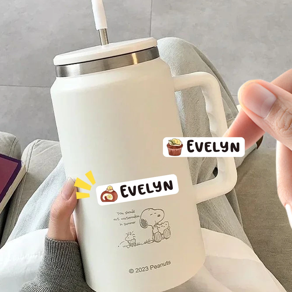 Custom dessert Name Sticker,Transparent Waterproof Stickers for Kids,diy Name Labels for School Bag Bottles Pen Box Mug Uniform