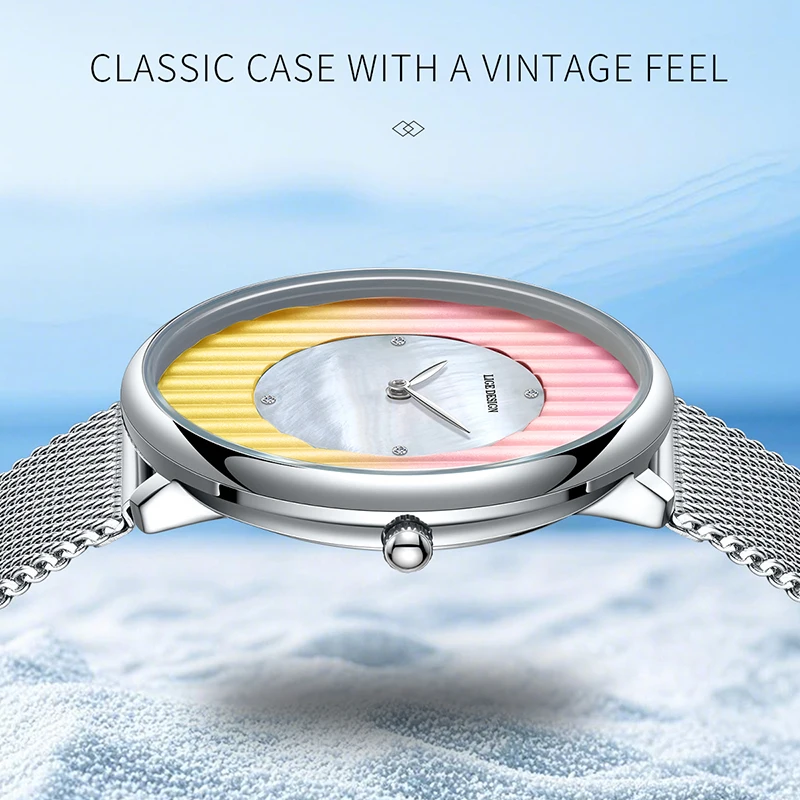 LIGE クラシック女性のクォーツ腕時計アウトドアスポーツ超薄型メッシュ防水時計女性カジュアルブレスレットウォッチギフト女性のための