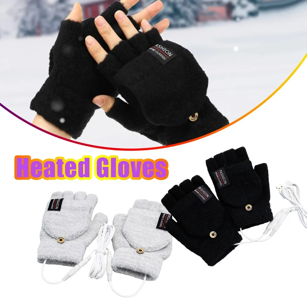 

Electric Heated Gloves USB Rechargeable Adjustable Temperature Touch Screen with Exposed Fingers Outdoor Cycling Skiing Hiking