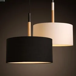 Cloth cover chandelier single head creative personality simple modern restaurant bedroom bedside Nordic wooden pendant lights