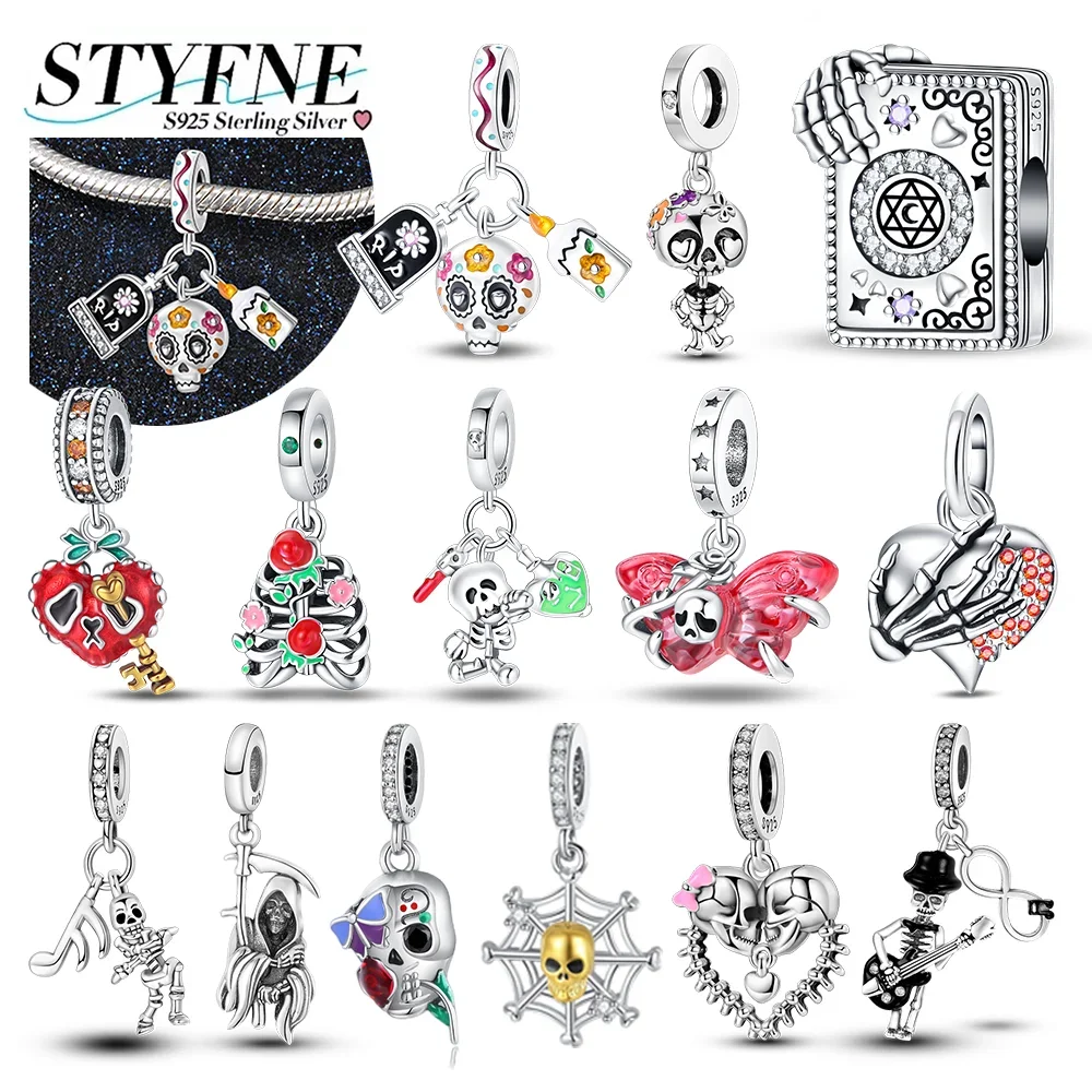 Skull Man Castle Blood Night Butterfly Fantasy Magic Book Pendant 925 Silver Charms Fit Original Bracelet Women DIY Jewelry Gift