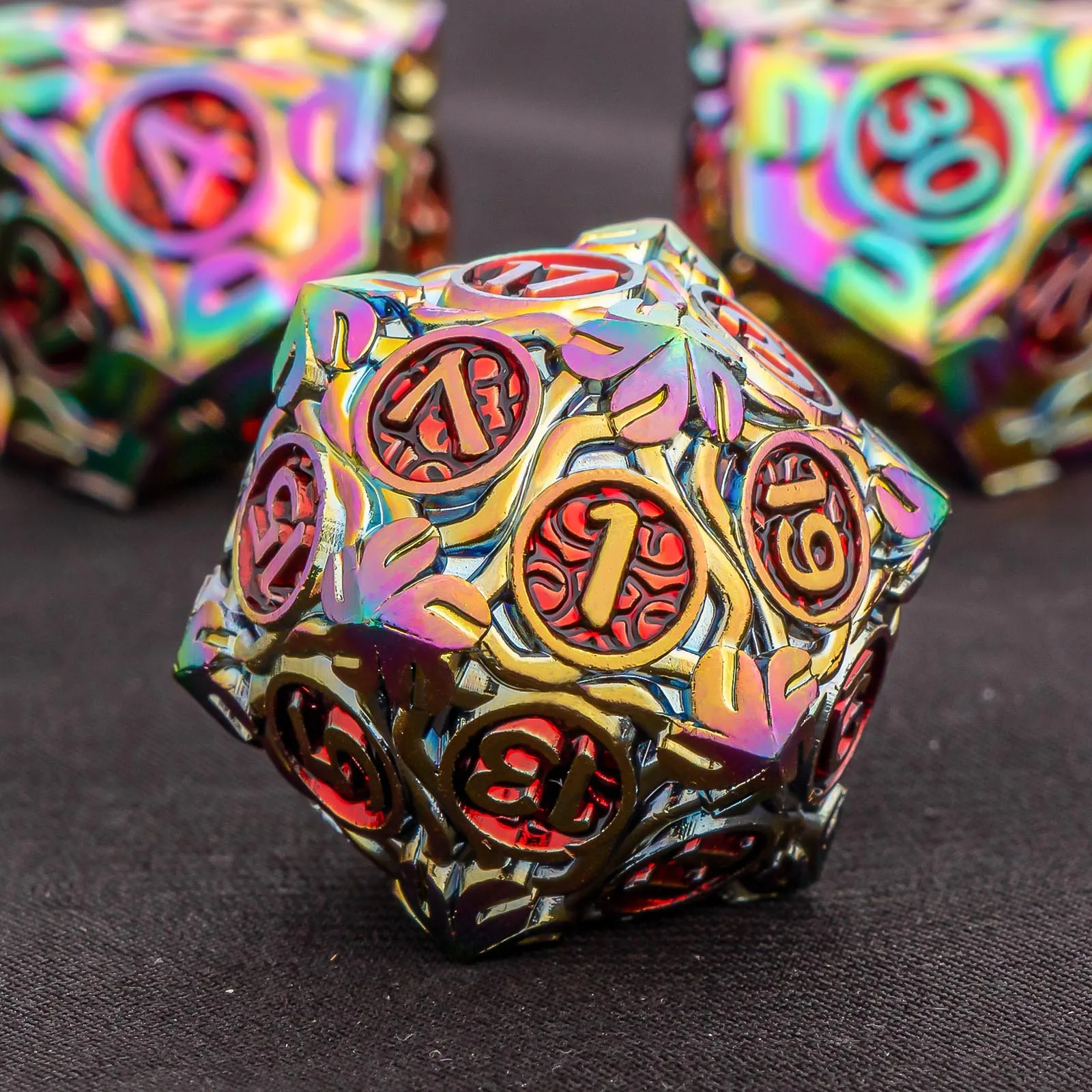 7 قطعة أوراق فاينز الطبيعية DND مجموعة نرد معدنية D & D ، الزنزانة والتنين آر بي جي لعب الأدوار النرد ، نرد متعدد السطوح D4 D6 D8 D10 D12 D20 #1