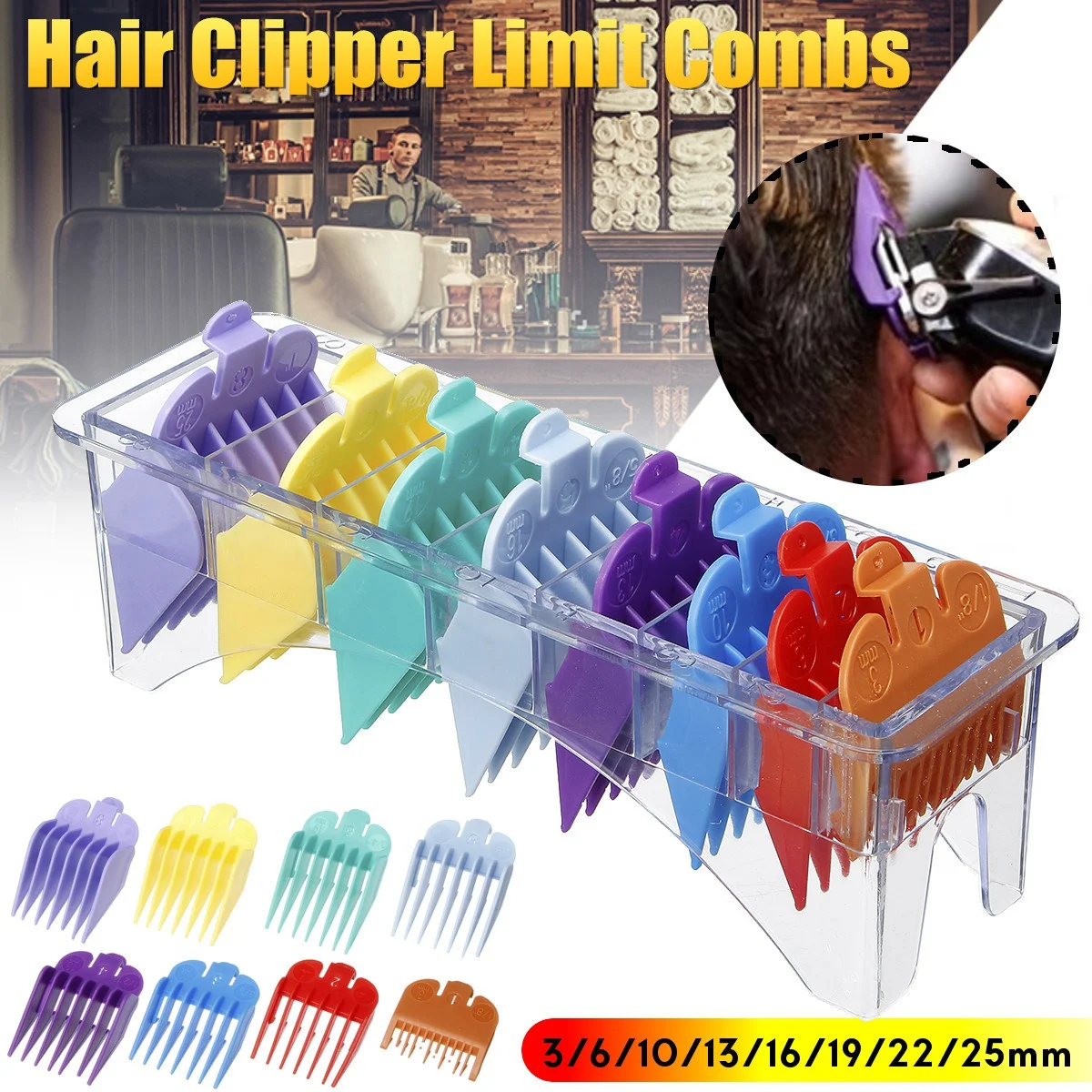 

8Pcs Hair Clipper Attachment Combs Trimmer Shaver Guide Limit Comb Replacement Tools