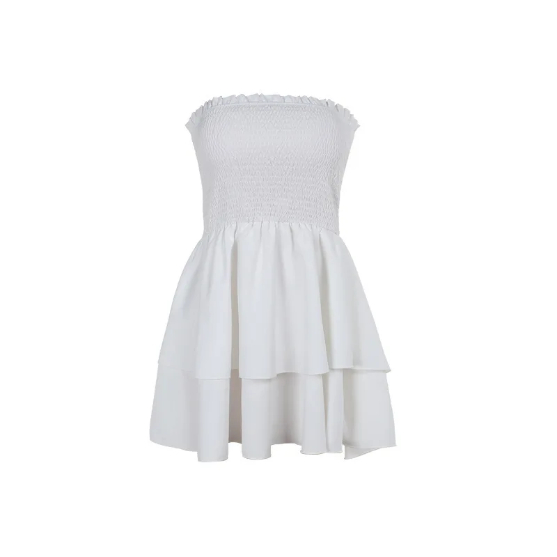 "Zeyla 2025 Summer Dress Off Shoulder Bustier Smocked Tiered Skirt Fashion Sexy Elegant New Slim Waist Date Party Outfit"