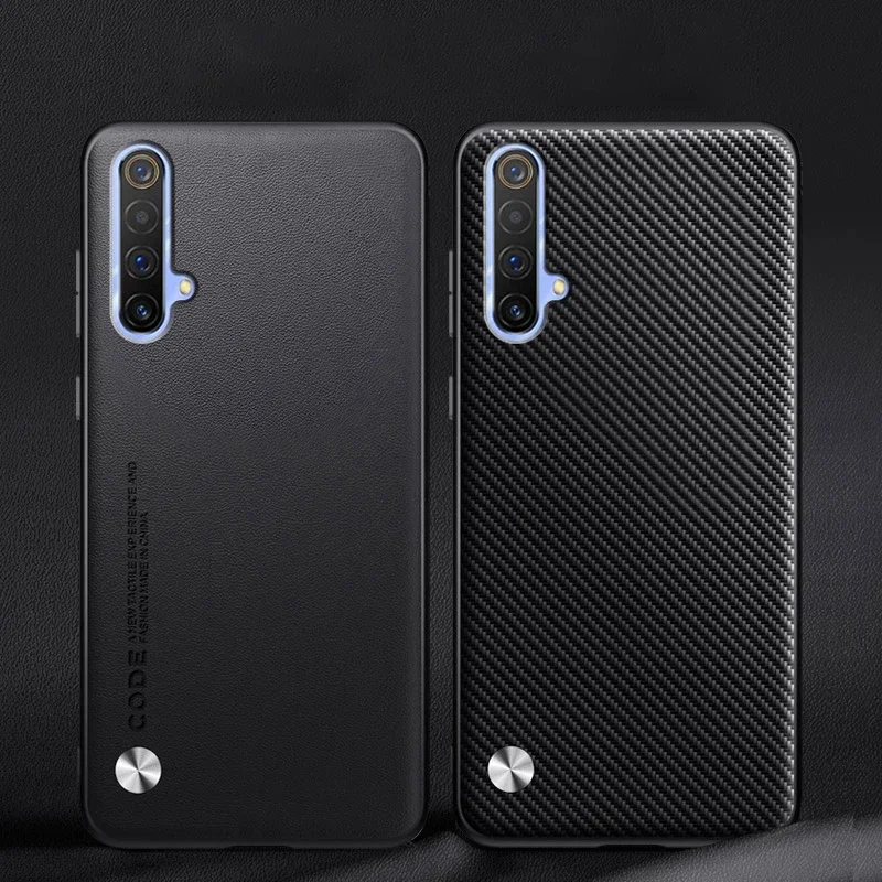 Leather Case for Oppo Realme X50 Pro 5G China Carbon Fiber Matte Silicone Protection Hard Phone Cover OppoRealmeX50Pro5G Coque