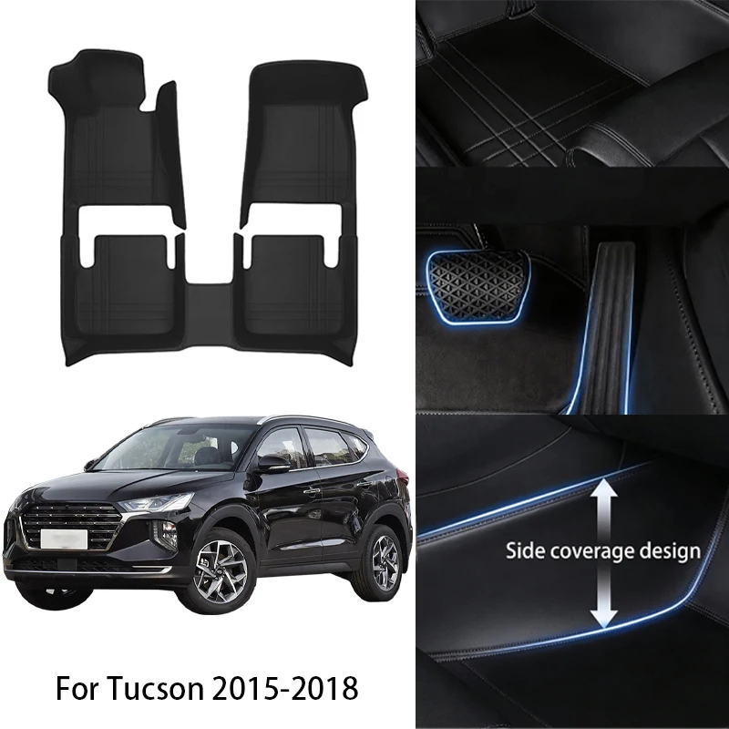 

Комплект автомобильных ковриков из искусственной кожи на заказ для Hyundai Tucson (бензин/гибрид) 2015, 2020, 2025 годов выпуска, полный комплект, аксессуары для интерьера авто