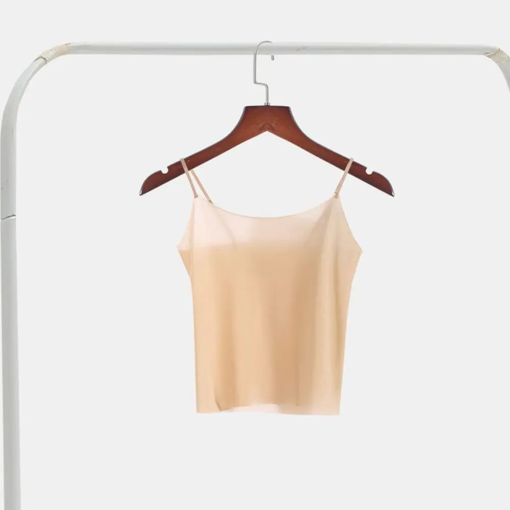 Thin Ice Silk Traceless Sling Tank Top Bralette Crop Tops Strap Skinny Vest Tops Women's Top Slim Fit Sleeveless Camisole Female