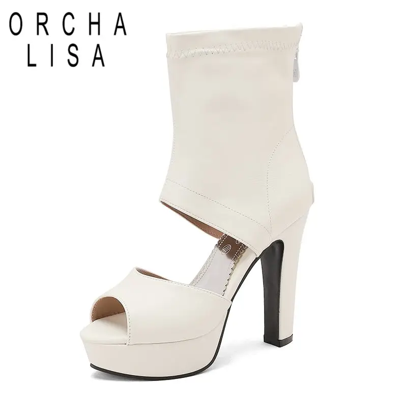 

ORCHA LISA Черные женские босоножки с открытым носком, массивный каблук 12 см, платформа 3,5 см, на молнии, большие размеры 46 47 48 49 50, сексуальные туфли для свиданий и вечеринок