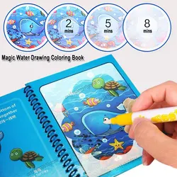 Cartoon Magic Water Paint Coloring Book With Pen Children Kids Education Teaching Sketch Draft DIY Drawing Graffiti Comics Album