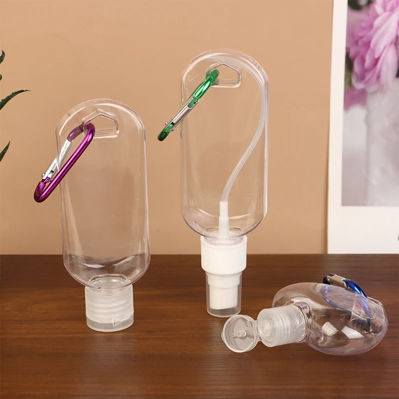 30/50 مللي ملحقات السفر مع حلقة تسلق هوك ماكياج أداة غطاء الوجه زجاجة محلول فارغة العطور الكحول رذاذ زجاجات الحاويات