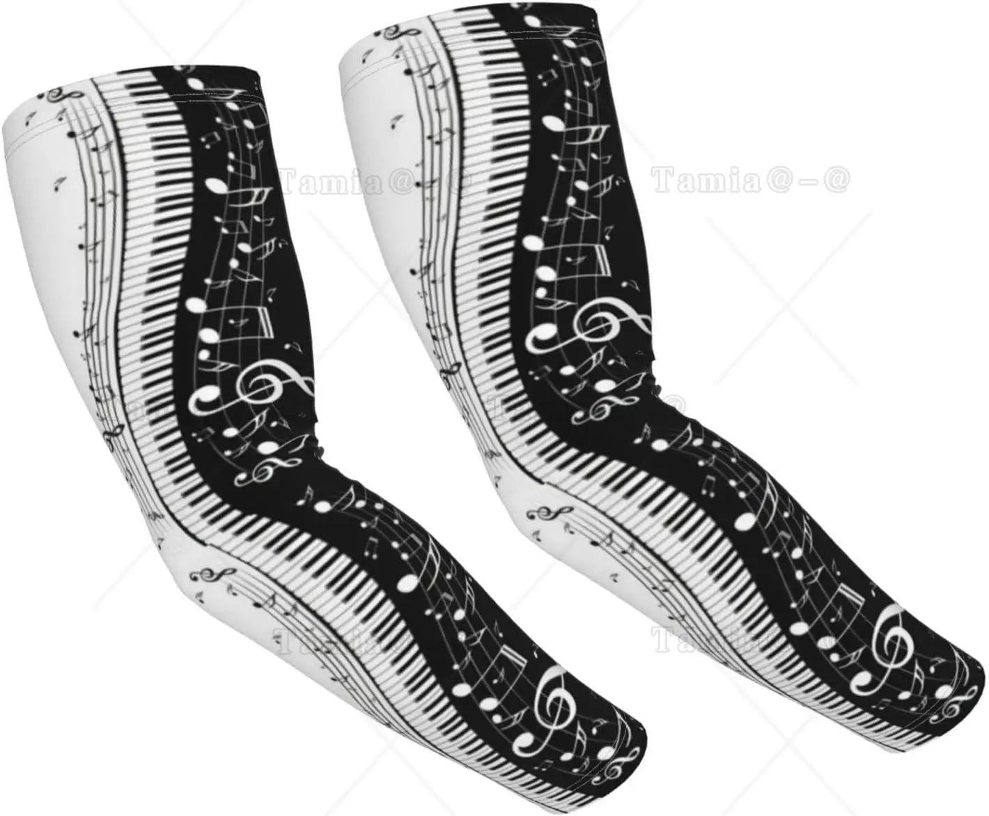 Music Notes Sun Protection Arm Sleeves with Thumb Hole Farmers Gardening Cooling Sports Sleeves for Women Men