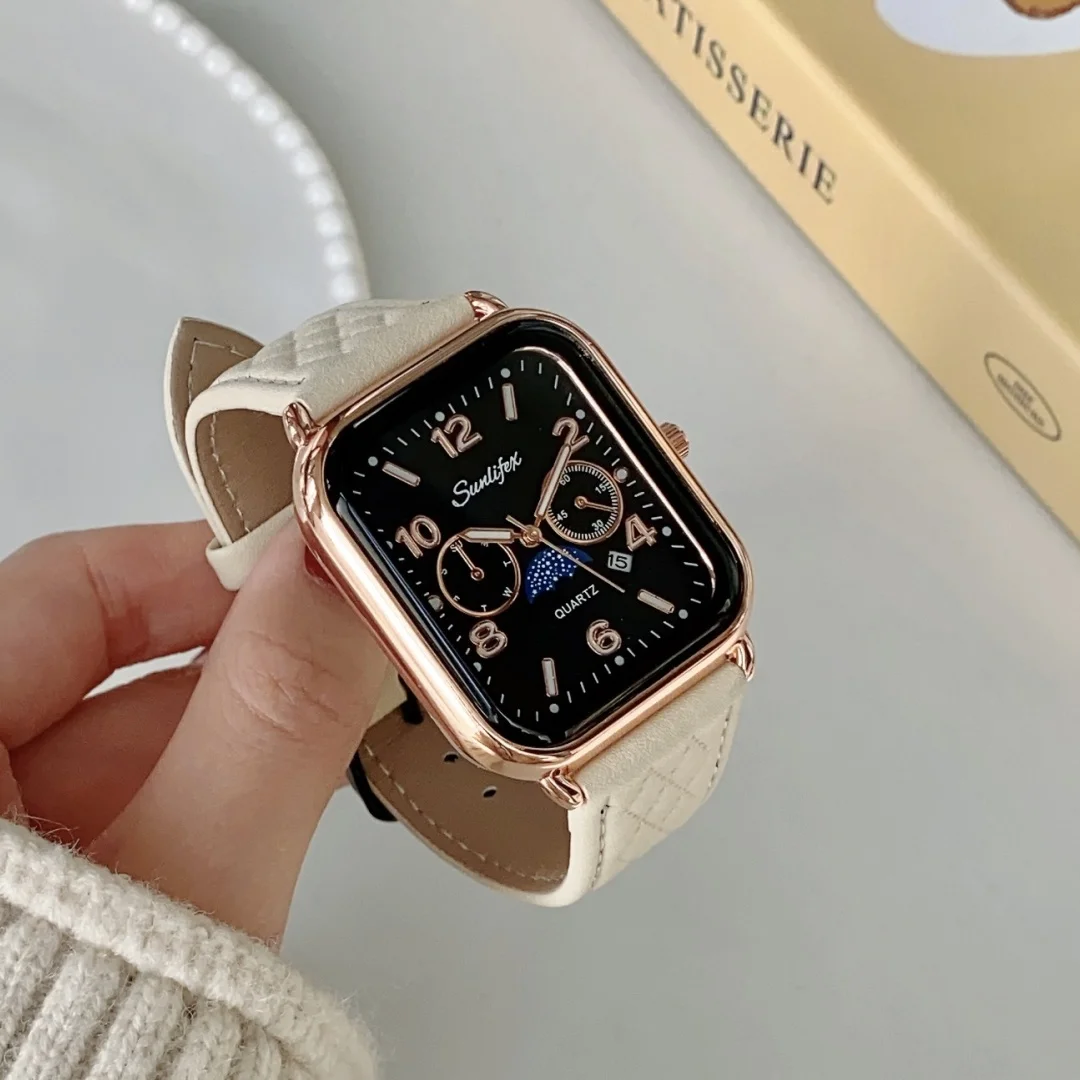 Casual Square Women's Watch Sports Analog Quartz Watches Fashion Big Dial Leather Band Wristwatch Female Clock relojes de mujer