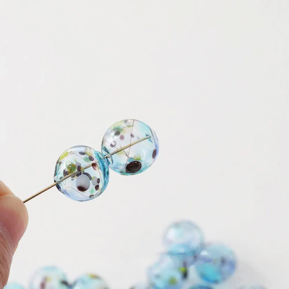 6PCS  Hollowed Colored spots Round Glass Beads Pendants Charms for Jewelry Making Drop Earrings DIY Hand Made  Accessories 14mm