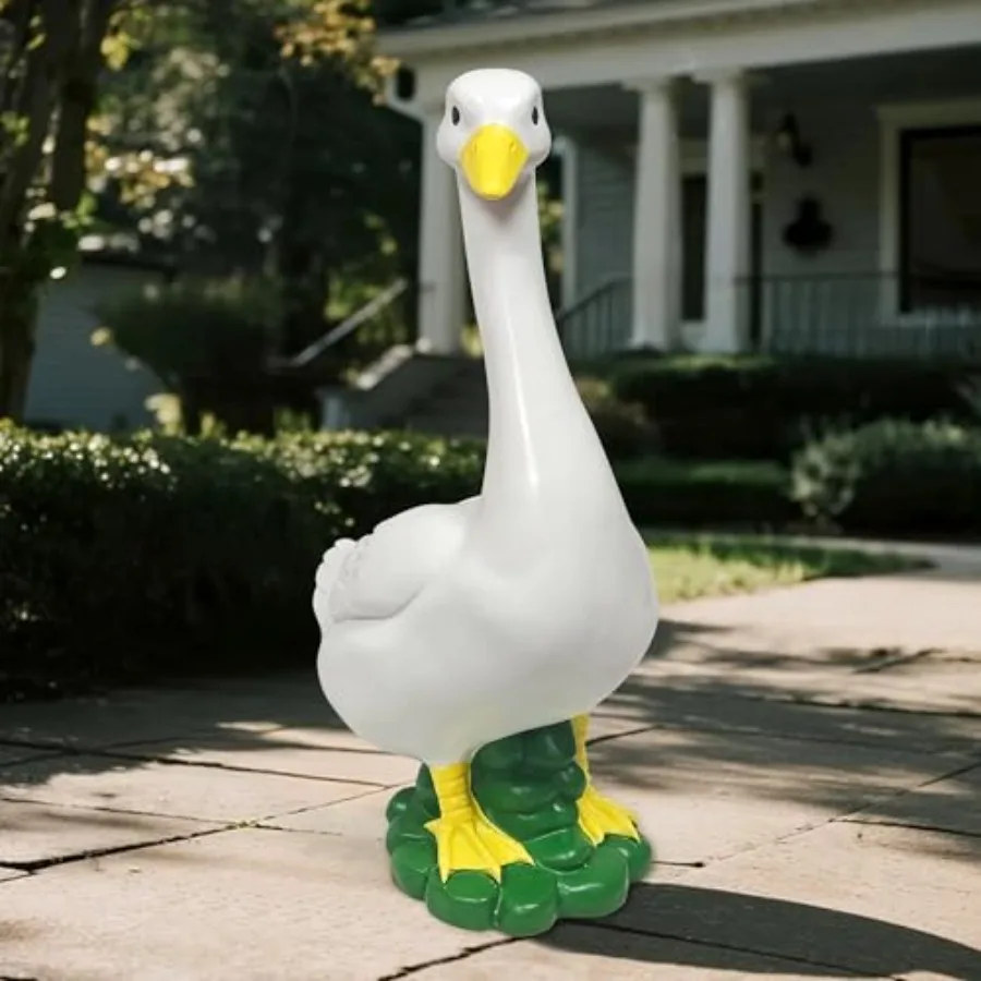 

Porch Goose Statue Garden Decor - Large Outdoor Goose Sculpture Resin 20 High Duck Figurine Yard/Lawn/Patio Outdoor Decorations