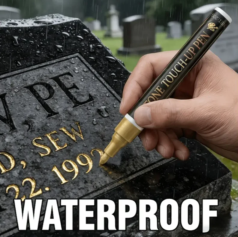 Tombstone Marker Pen - Restores Worn Inscriptions on Tombstones and Granite Surfaces - Durable Marker, Ideal for Cemetery Maintenance and Color Restoration of Marble Tiles - Quick-Drying Oil-Based Fine-Tip Pen