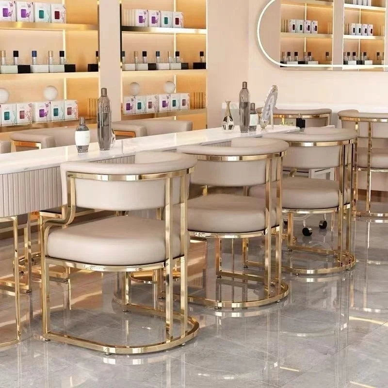 

Luxury modern metal dining chairs hotel office beauty salon reception mahjong manicure