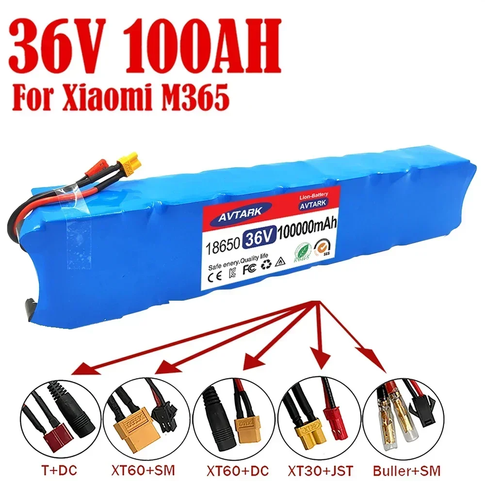 

NEW 36V 100Ah 18650 lithium battery pack 10S3P 100000mAh 500W Same port 42V Electric Scooter M365 ebike Power Battery with BMS