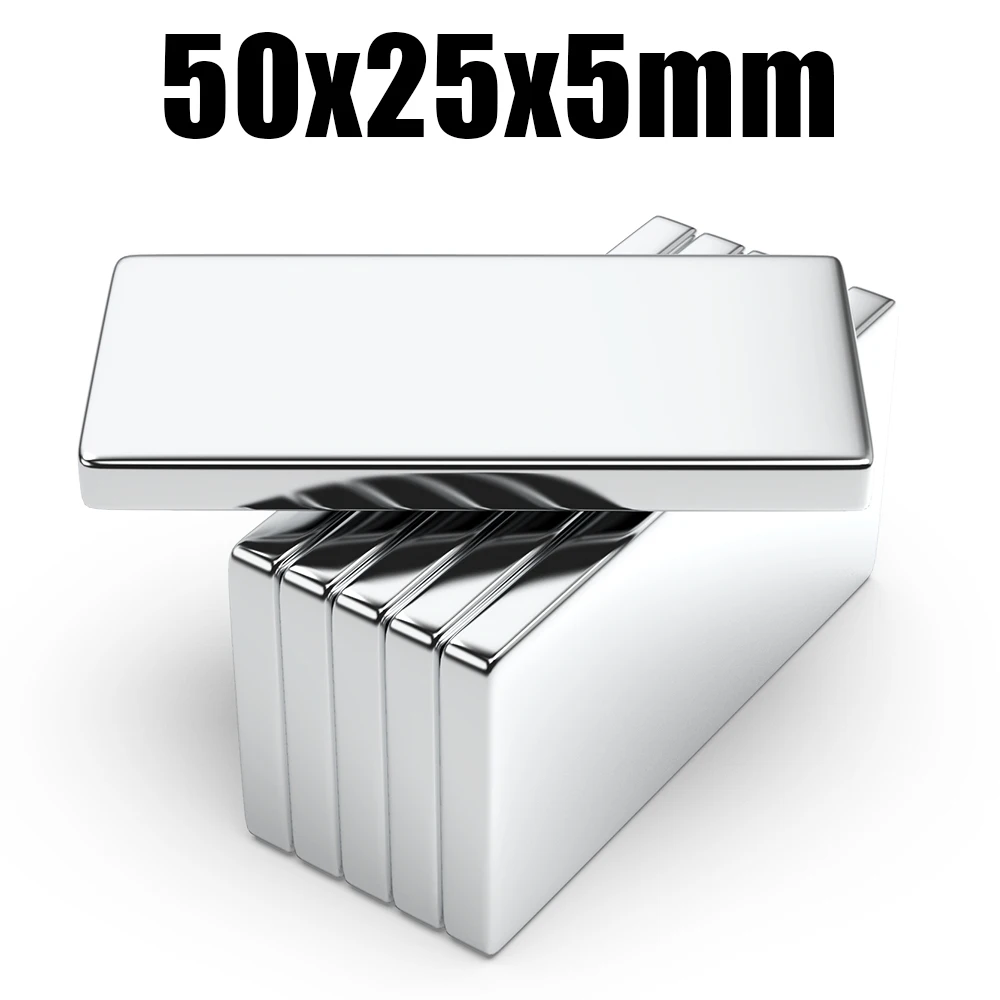 1/2/5/10 Pcs 50x25x5 N35 Neodymium Magnet 50mm X 25mm X 5mm NdFeB Block Super Powerful Strong Permanent Magnetic imanes