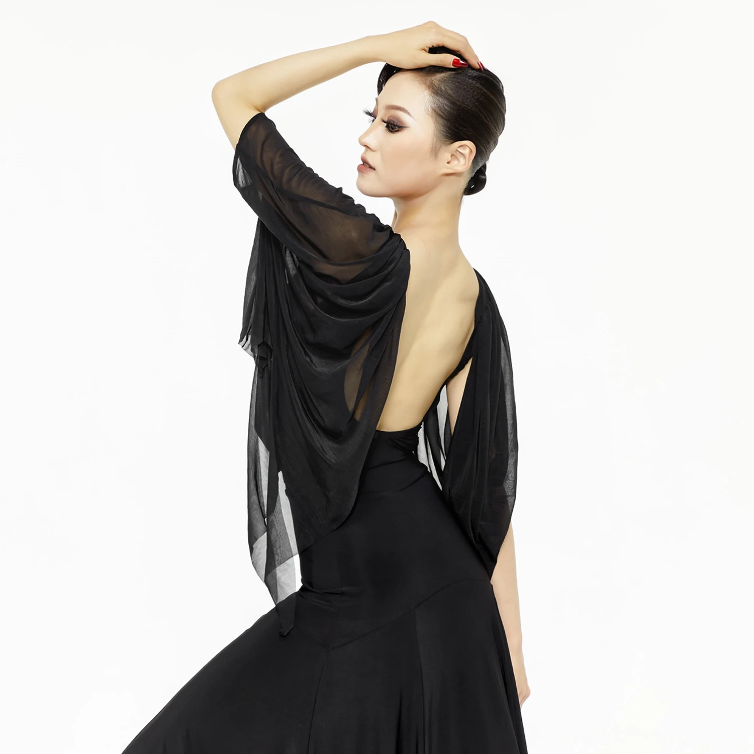 Abiti da ballo da sala Maglia nera Top senza schienale Donna Valzer Dance Performance Wear Rumba Abbigliamento da ballo latino BL16824