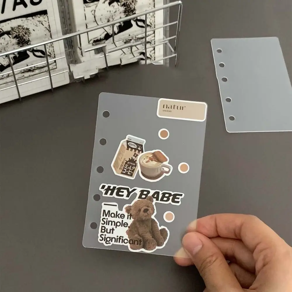 10 pezzi di carta di ricarica per notebook a fogli mobili trasparente M5 A8 raccoglitore a spirale a 5 fori divisore separatore di pagina file trasparenti raccoglitore di rapporti