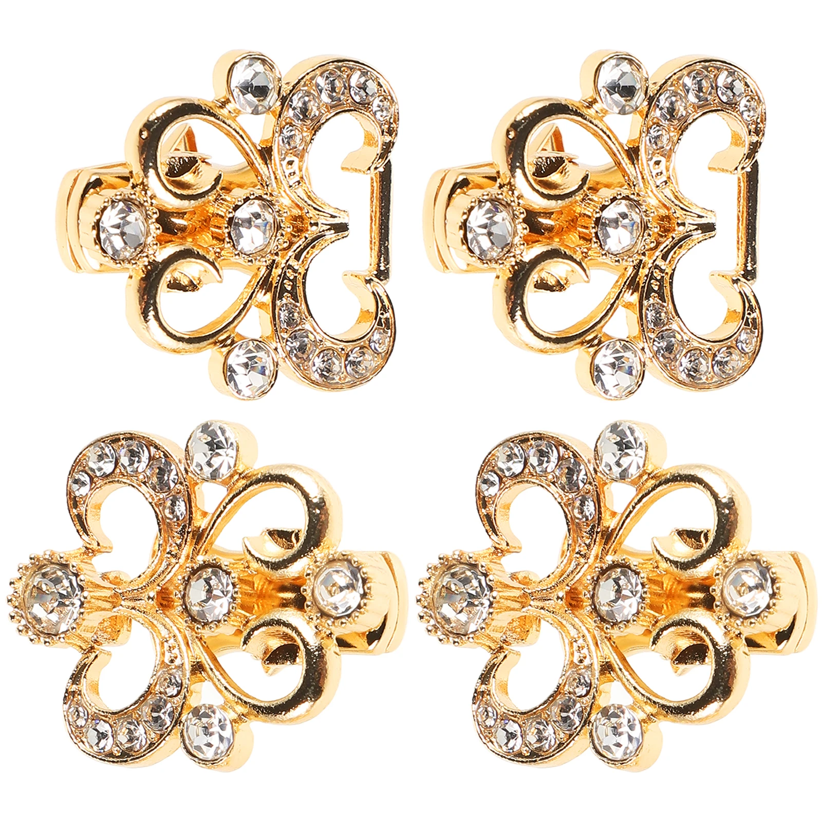 

2pcs Sweater Clips Shawl Brooches Vintage Zinc Alloy Rhinestone Dress Strap Clip Swirl Collar Cincher Blouse Back Tighten