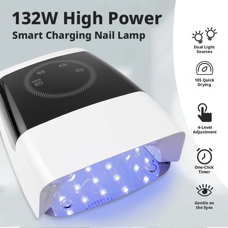 Nail Salon Specific Large Capacity Battery Uv Nail Lamp Fast Drying Nail Plate Baking Lamp High-Power Portable Nail Curing Lamp
