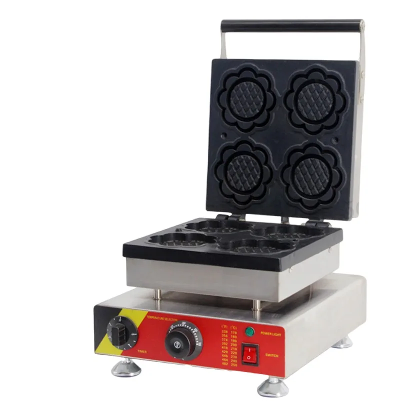 4 Macchina per cono a forma di ciotola per waffle commerciale a forma di fiore carino Macchina per snack antiaderente 220v/110v