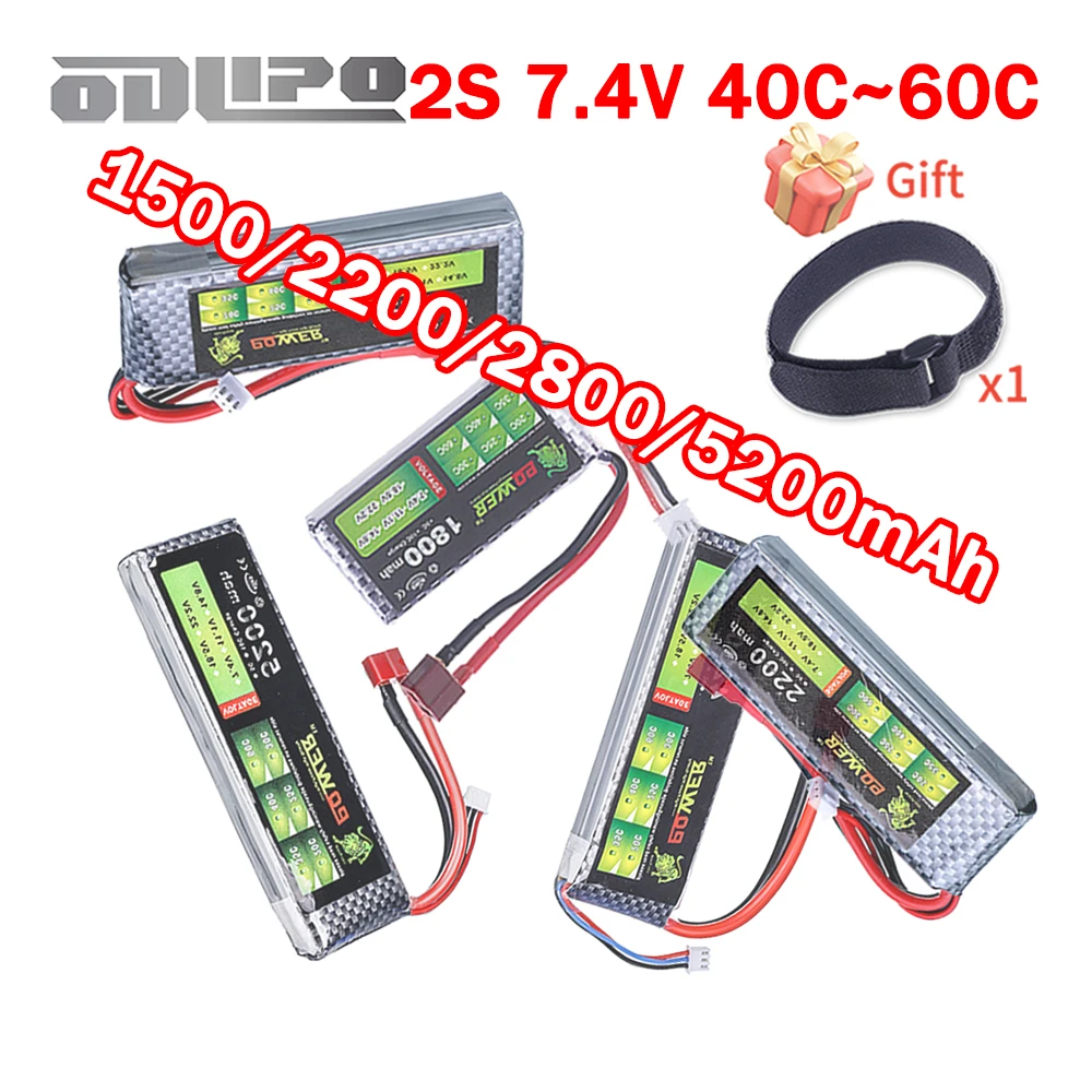 2S Battery 1500/1800/2200/2800/4200/5200mah 7.4V Lipo Battery with Dean T XT60 Plug For Electric Toys RC Car Quadcopter Drone