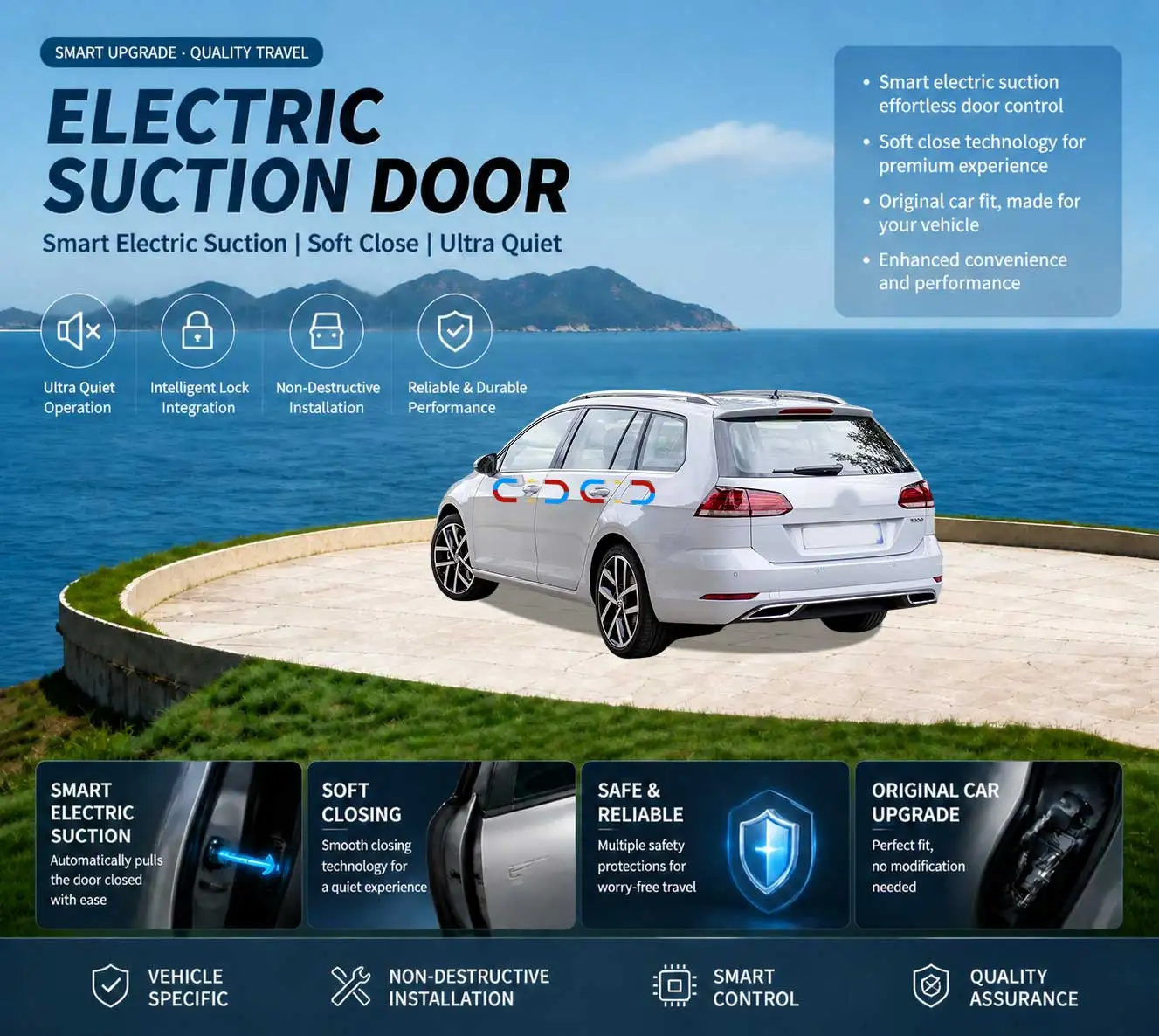 Car-Specific Auto Soft Close Door & Electric Tailgate Modification Kit for Volkswagen Golf Mk7 Golf Variant 2015-2023