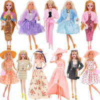 Fashion Dress Set Plush Coat Jewelry Hat Shoes For 11.8inch Doll Clothes Accessories Banquet Attire Baby Girl babis Doll Clothes