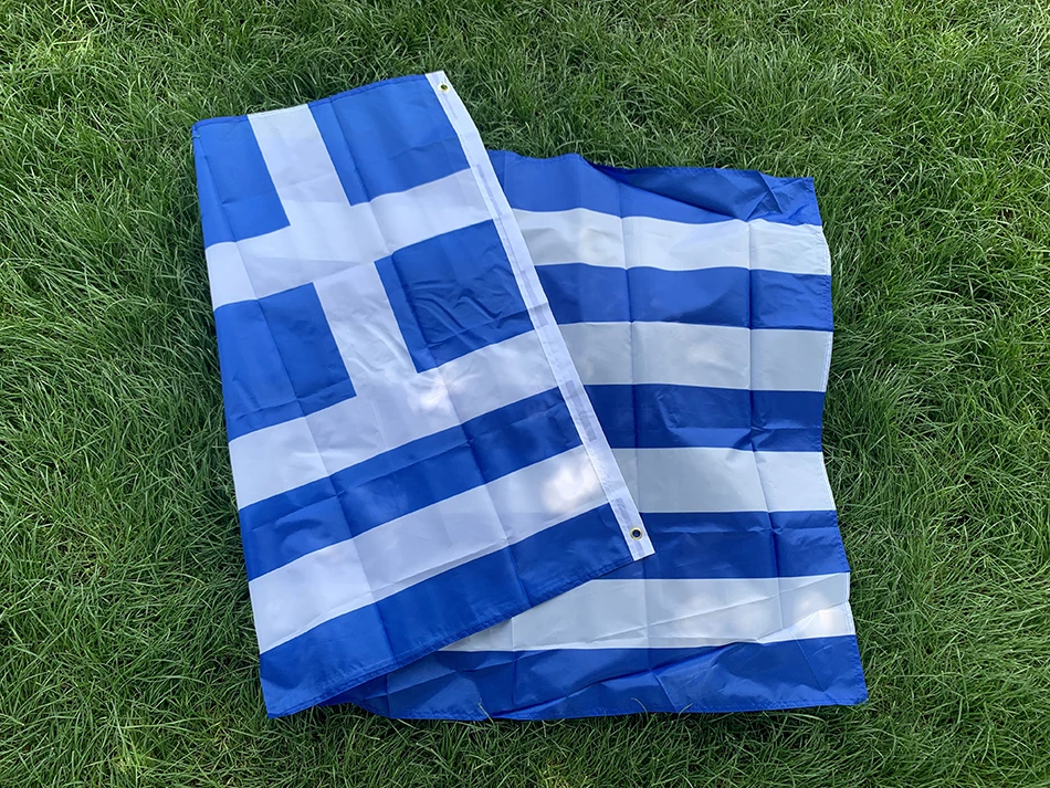 Bandera de la Grecia SKY FLAg, 3x5 pies, pancarta del país del estado helénico griego, pancarta nacional de la Grecia, bandera colgante de poliéster