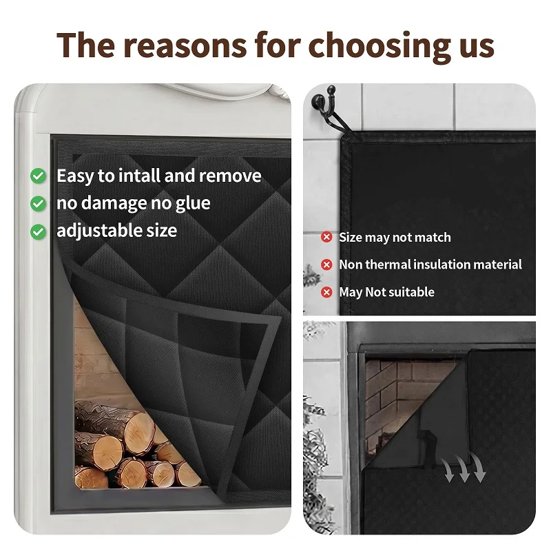 Fireplace Cover Blocks Cold Air From Entering Providing Insulation, Energy Saving, and Dust-Proof Decoration for Home Use