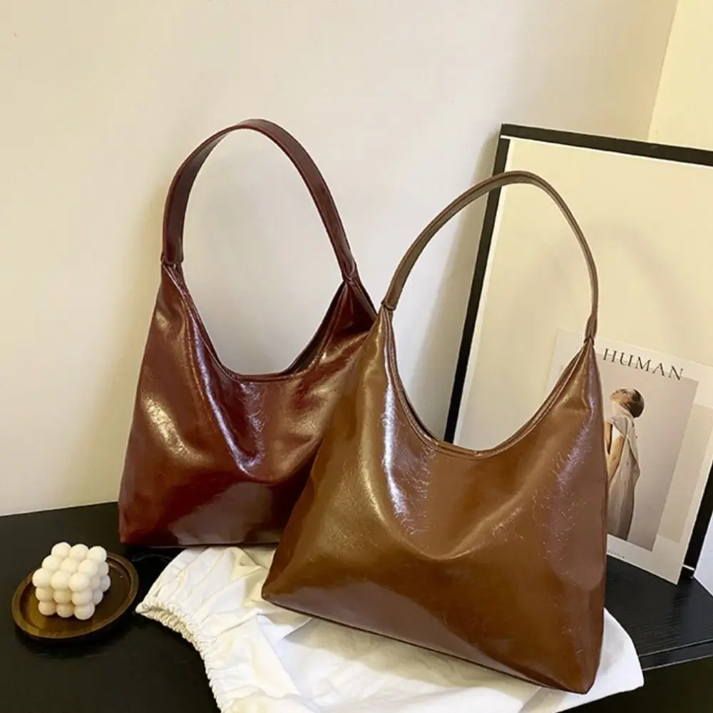 Casual Wine Red Hobo Bag Vintage korean Style Underarm Bag Large Capacity Simple Tote Bag Outdoor