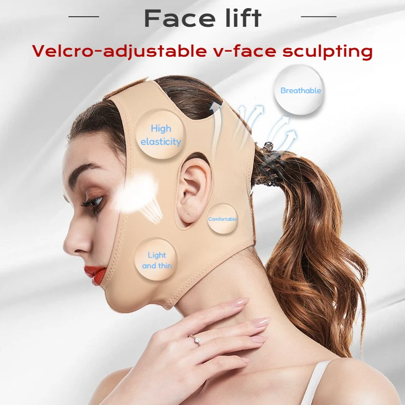 قناع الوجه للذقن المزدوج، حزام رفع الوجه على شكل حرف V، حزام شد الوجه القابل لإعادة الاستخدام للعناية بالبشرة من Jawline Contour للرجال والنساء للاستخدام المنزلي #5