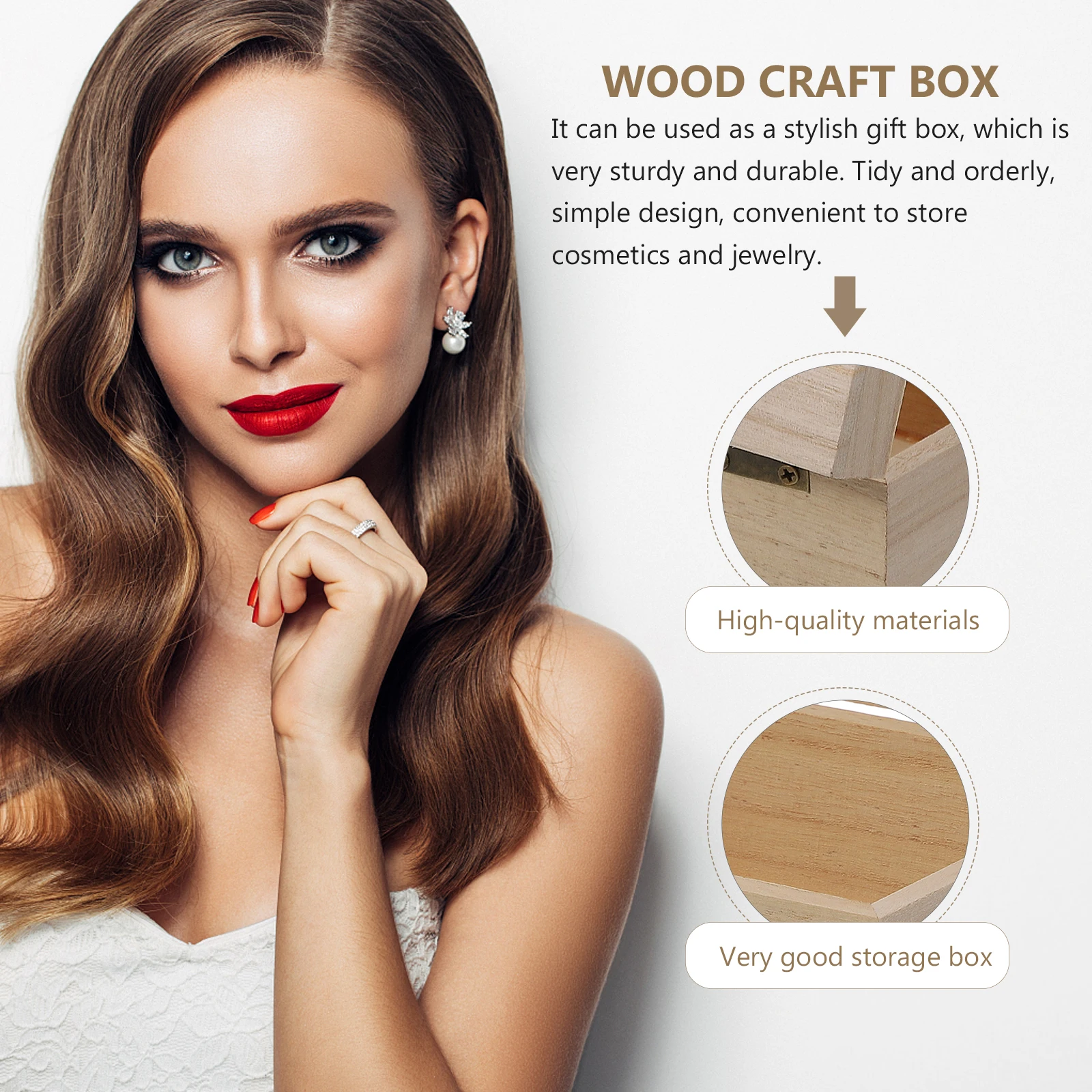 

6pcs Wooden Gift Box Unpainted Storage Craft Case Jewelry Cosmetics Organizer Home Decorative Locking Boxes Desktop Trinket Diy