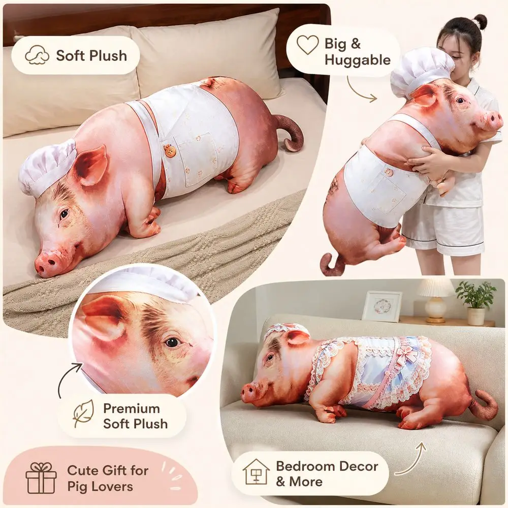 Versatile Material Animal Body Pillow PP Cotton Filled 40cm Size Animal Cushion Soft Texture Cute Design Pig Keychain For Men