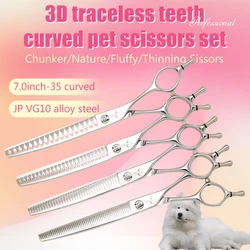 Crane Professional Pet Scissors Grooming Scissors Dog Scissors Curved Chunker&Bending Thinning Dog Shears and Serrated Scissors