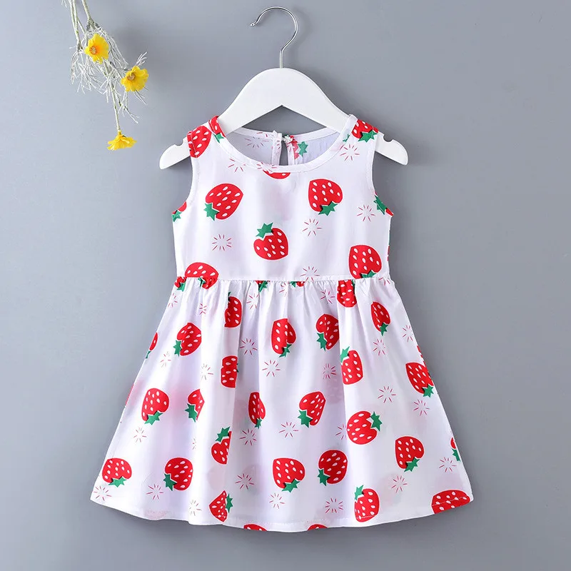 Casual Baby Girl Vest Cotton Infant Dress Toddler Sleeveless A-Line Pleated Kids Clothes Mini Princess Dress