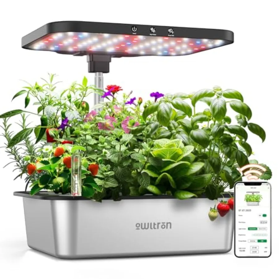 

Smart Hydroponics Growing System Kit 15 Pods Indoor Herb Garden with 36W LED Grow Light APP Control Planting Height Up