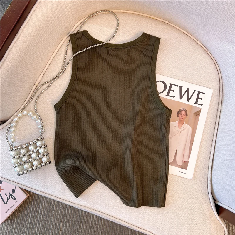 Elastic Tie Dye Eye Letter Graphic Tank Top Women Summer Y2K Clothes Round Neck Sleeveless Crop Top Vest Streetwear Knit Camis