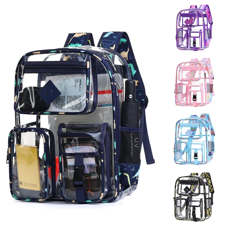 

Прозрачный рюкзак из ПВХ с трендом цвета граффити большой емкости, студенческая сумка из ПВХ, прозрачная сумка, дорожная сумка, сумка для хранения