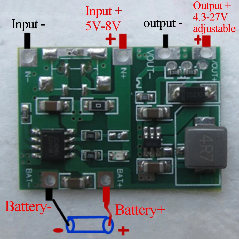 Multimetro da 3,7 V 4,2 V a 5 V 9 V 12 V 24 V USB agli ioni di litio 18650 Batteria al litio Ricarica e potenziamento Modulo regolabile integrato