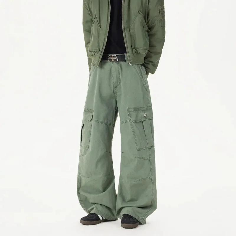Deconstructed American Retro Design Casual Curved Pants Men Women Loose Oversized Multi-Pocket Cargo Pants Fashion Streetwear Ve