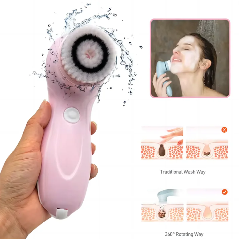 Electric Exfoliating Spin Cleanser Device Waterproof Deep Cleaning Massage Remove Blackhead Facial Cleansing Brush Face Scrubber