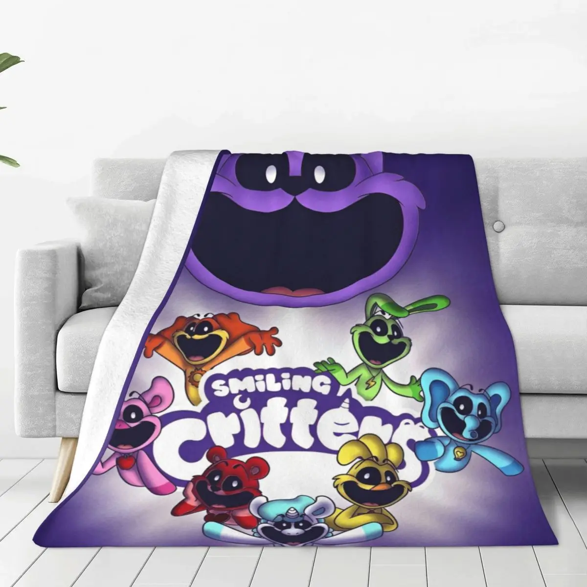 Office Blanket S-Smiling Critters Bedding Throws Cartoon Catnap Dogday Video Game Flannel Bedspread For Bed Fluffy Bed Cover