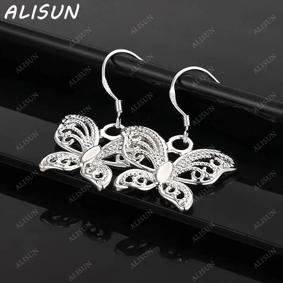 

ALISUN 925 Sterling Silver Butterfly Earrings Drop Earrings For Women Creativity Gifts Street All-match Party And Daily Wear