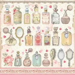 Perfume Bottle Rose Stickers DIY Scrapbooking Junk Journal Vintage Label Collage Diary Happy Plan Card Seal Decoration