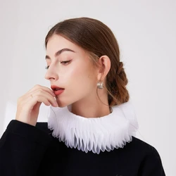 Victorian Rennaisance Costume Necklace Mesh Tulle Ruffled Neck Collar for Women