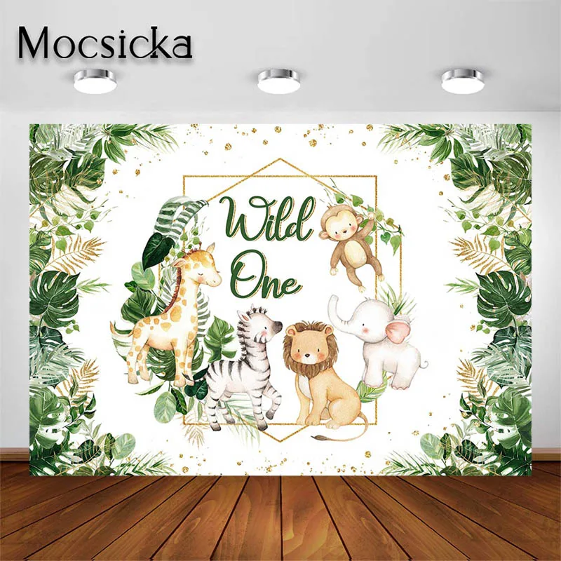 Moccasca latar belakang Safari Wild One, latar belakang pesta ulang tahun pertama anak laki-laki, Dekorasi Fotografi