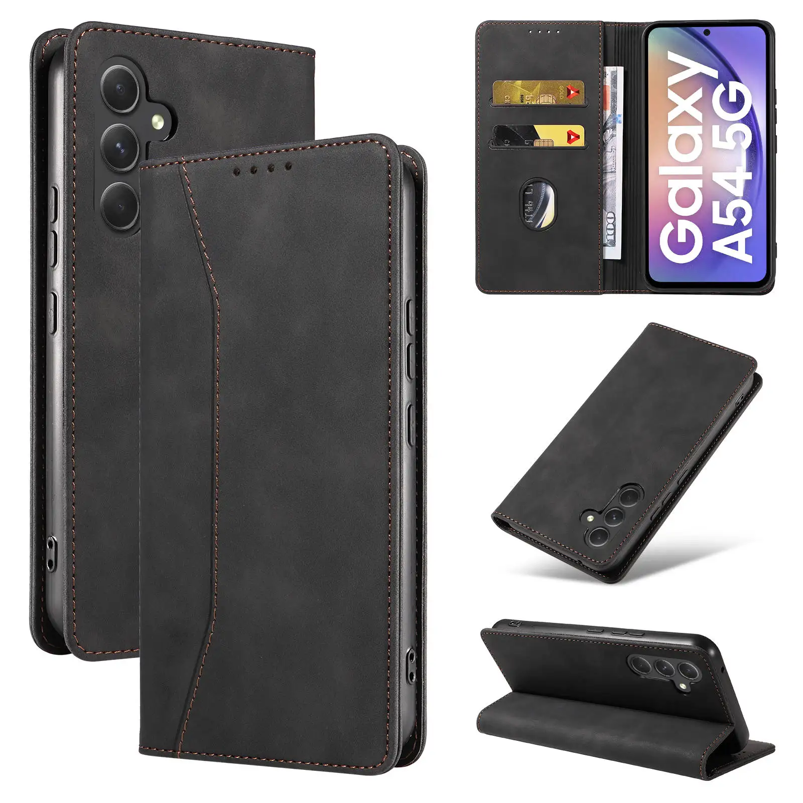 WEFOR Flip Wallet Case for Samsung Galaxy A32 A22 A13 A53 A33 A73 A23 A04 A14 A24 A25 A05 A05S, Leather Magnetic Folio Cover